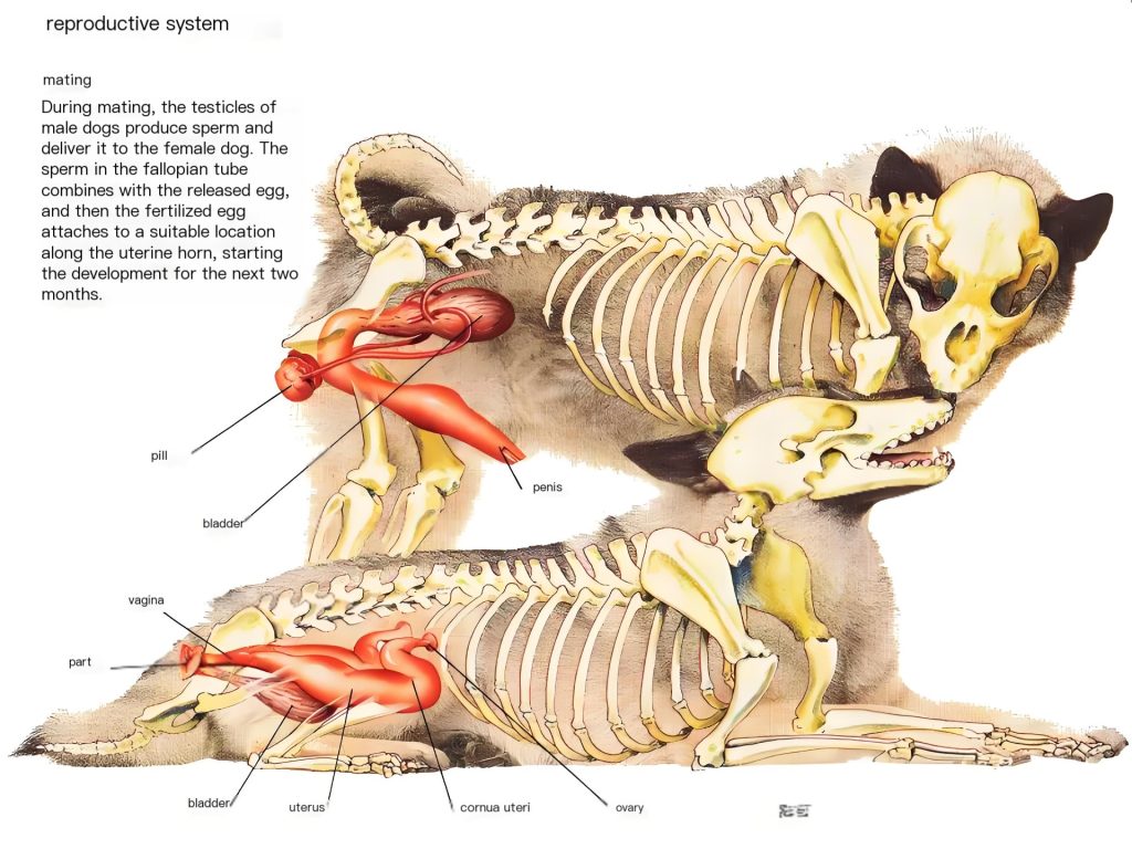 Diagram of the dog's reproductive system